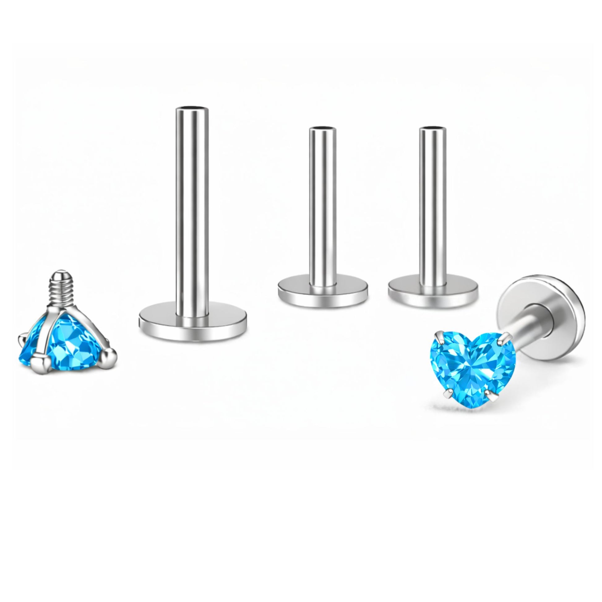 SmallHeartCZSolitaireFlatBackStudEarringsBodyPiercingsbyGingerLyne2SetsPost6mm8mmIncluded_3mm-Blue-1