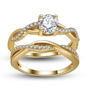 Queena Bridal Set Engagement Ring for Women Sterling Sterling Cz Ginger Lyne Collection - Gold/Sterling,10.5