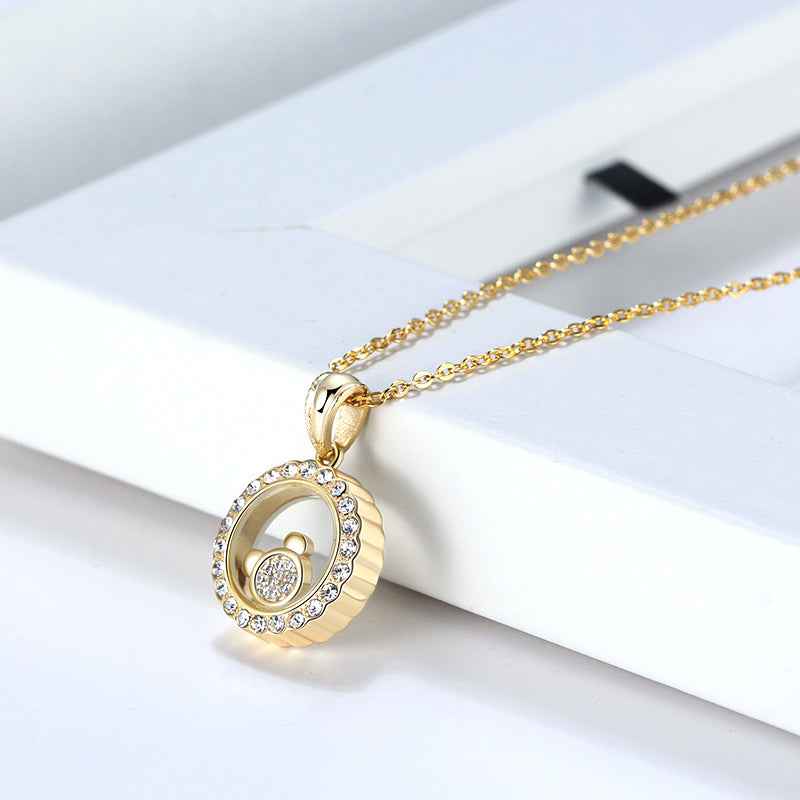 Floating CZ Bear Necklace for Women Gold Plated Sterling Silver Ginger Lyne Collection - Necklace