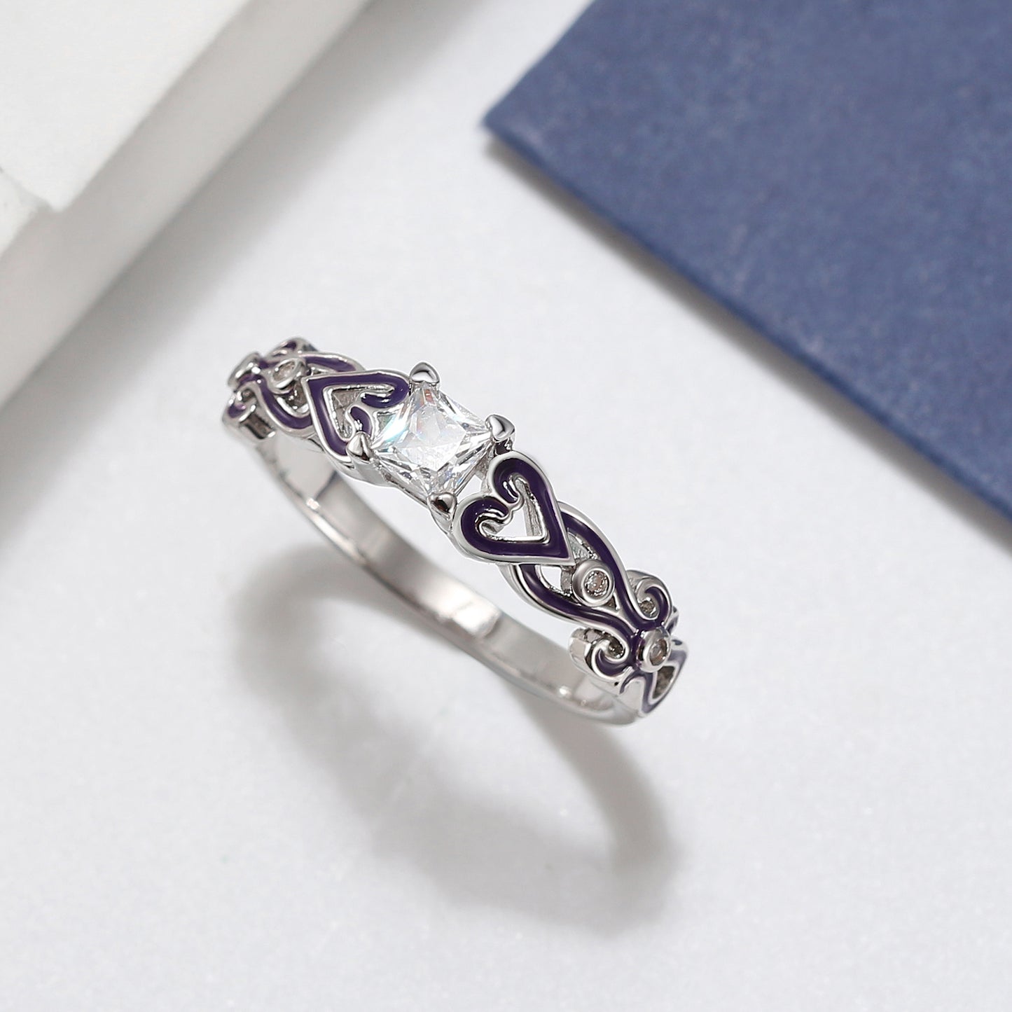 Cherri Purple Bridal Set Cz Princess Engagement Ring Women Ginger Lyne Collection - 12