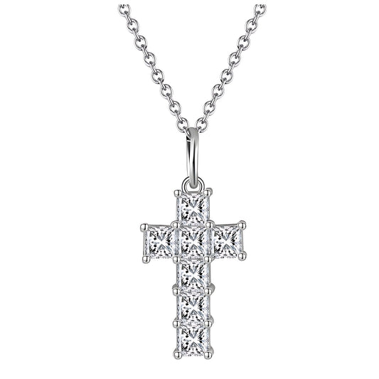 Cross Necklace for Women by Ginger Lyne 14K White Gold Sterling Silver Cross Pendant for Girls