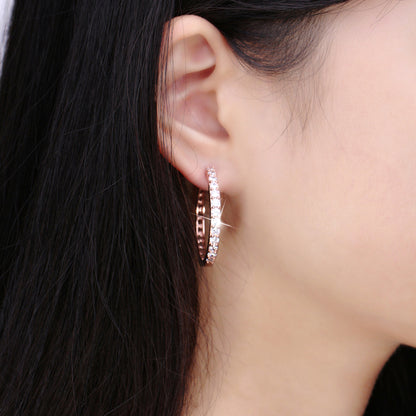 Hoop Earrings for Women Gold Plated Clear Cubic Zirconia Ginger Lyne Collection - Silver