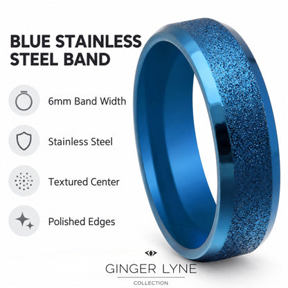 Blue6mmStainlessSteelWeddingBandRingforWomenorMenbyGingerLyneSize11.5_6mmBlue-5
