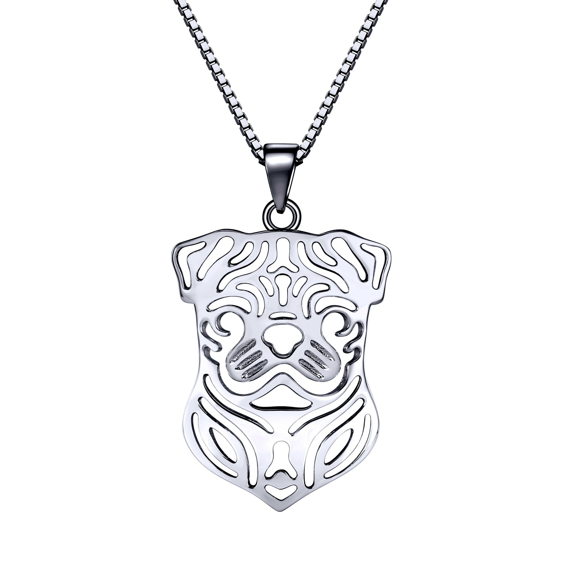 Pug Dog Sterling Silver Pendant Necklace Earrings Set Womens Ginger Lyne Collection - Necklace