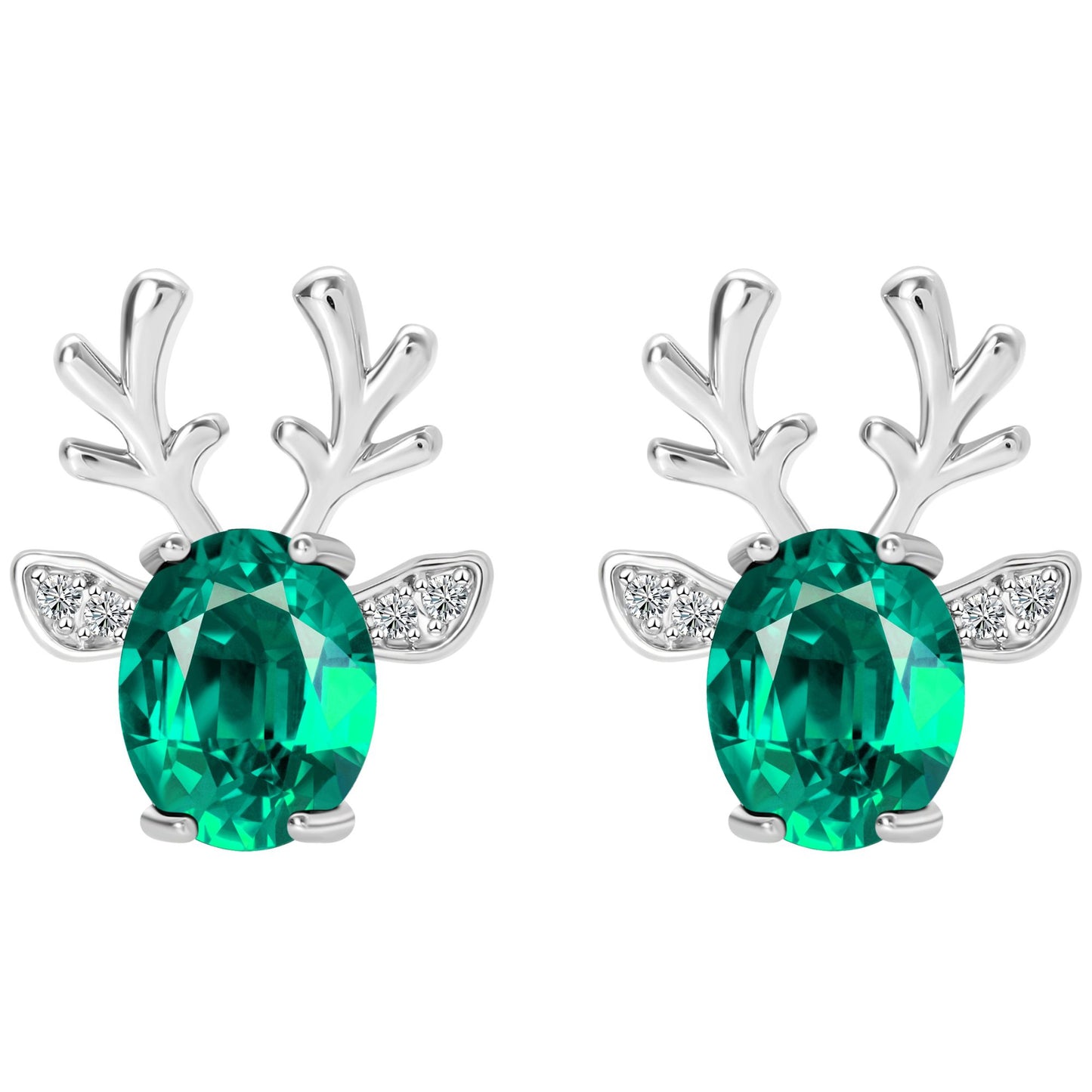 ReindeerStudEarringsforWomenWhiteGoldPlatedCZChristmasJewelryGingerLyneCollection_Green-1