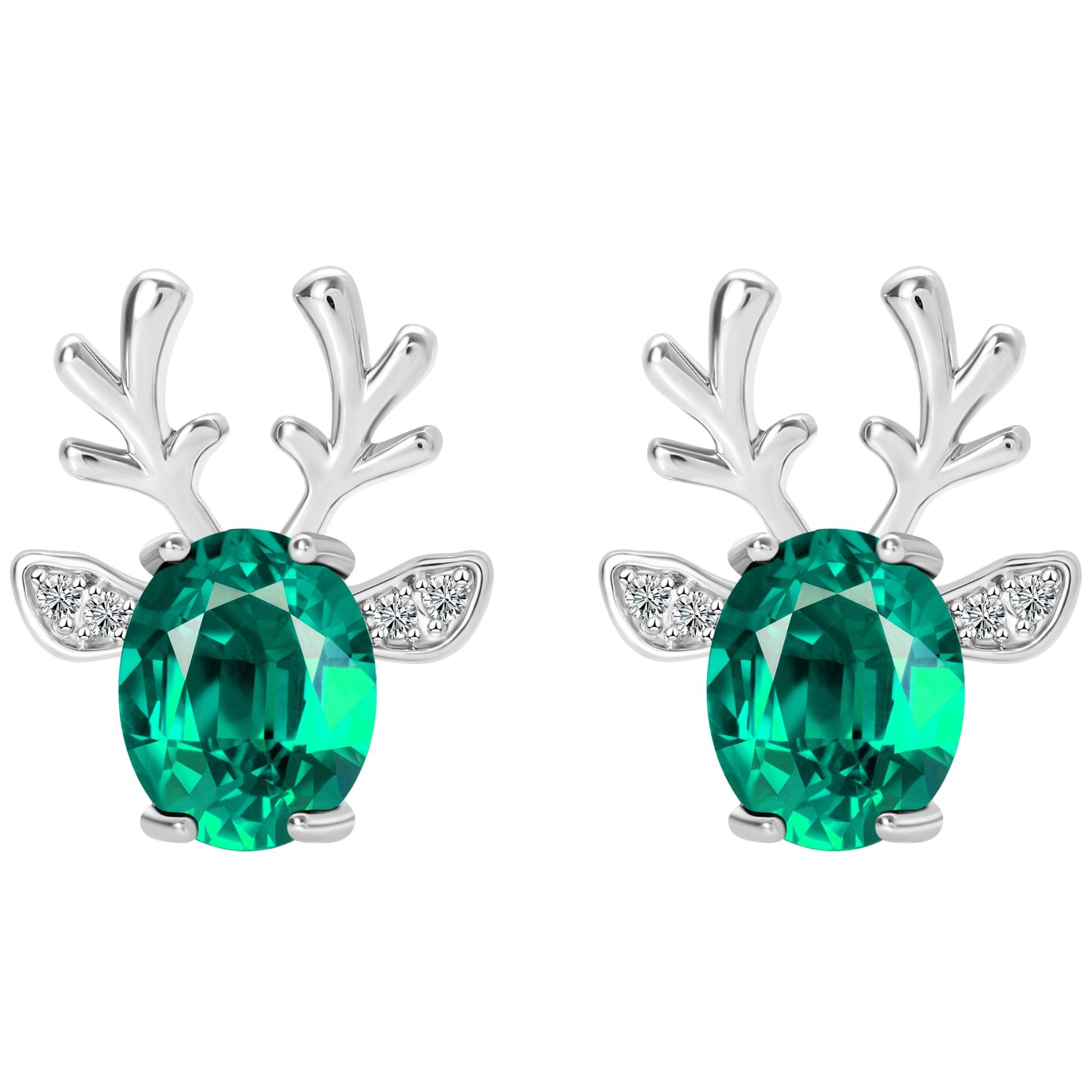 ReindeerStudEarringsforWomenWhiteGoldPlatedCZChristmasJewelryGingerLyneCollection_Green-1