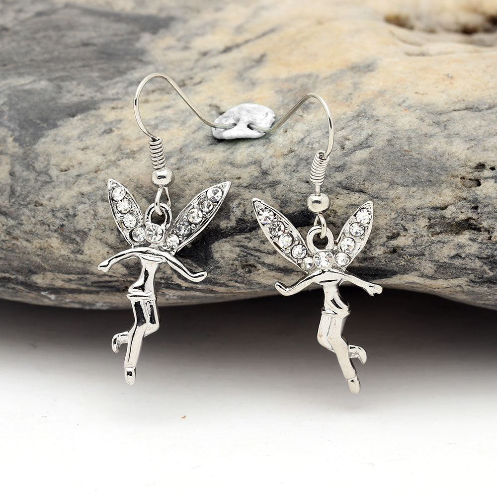 Fairy Crystal Wings Hook Earrings Girls Women Ginger Lyne Collection