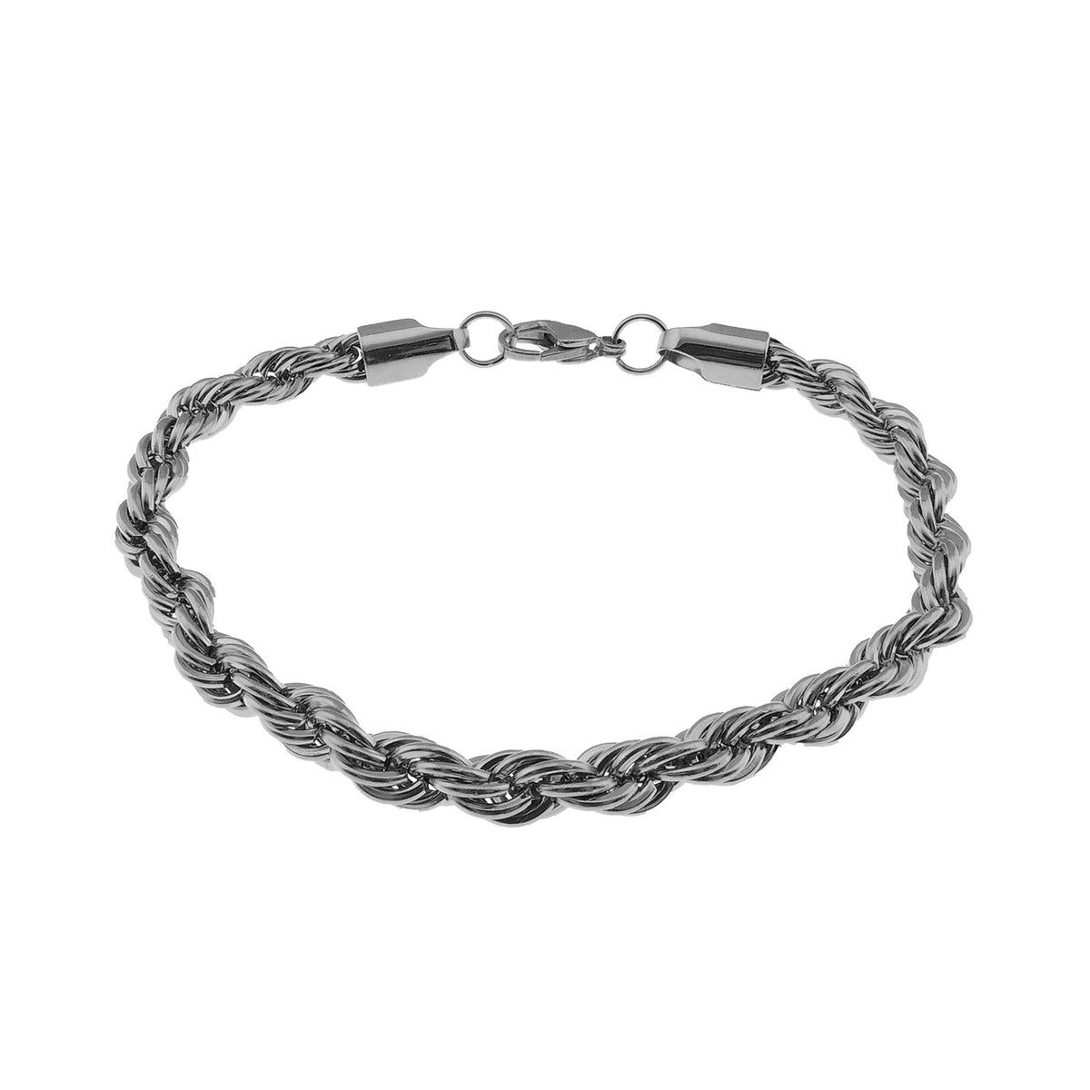 Silver Twisted Rope Chain Necklace 30 Inch 6mm Stainless Steel Hip Hop for Women by Ginger Lyne - 30 Inch Silver