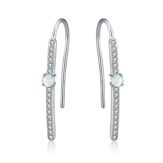 Fish Hook Drop Earrings for Women Sterling Silver Opal Cz Ginger Lyne Collection