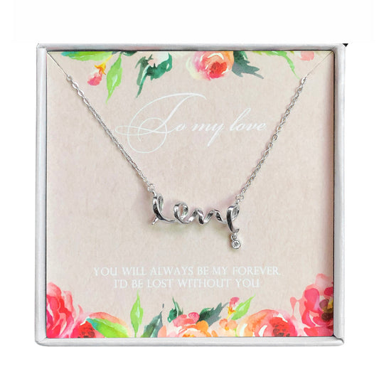 To My Love Greeting Card Sterling Silver Love Necklace Womens Ginger Lyne Collection