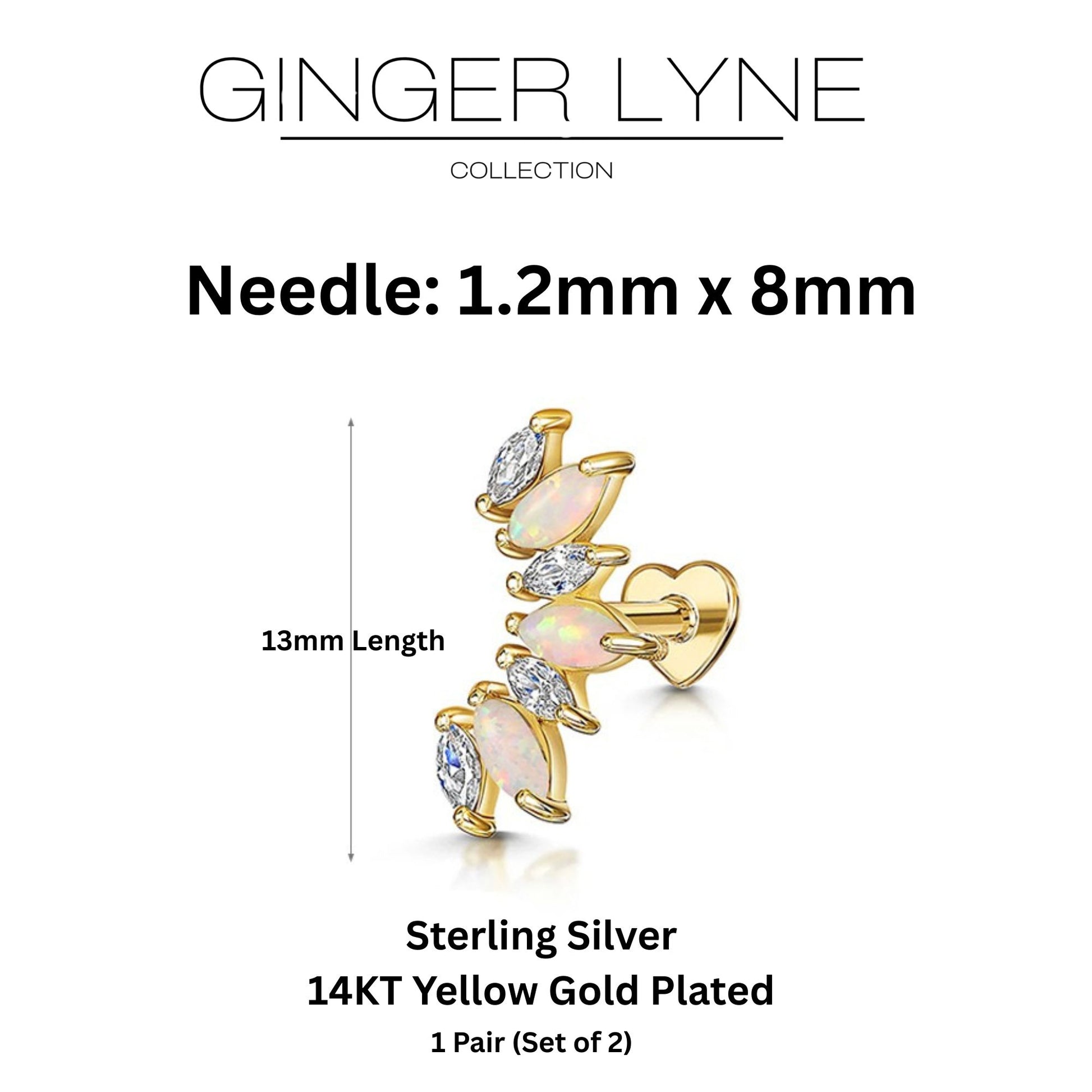 CreatedOpalFlatBackEarringsforCartilageHelixTragusLobe16GaugeGoldoverSterlingSilverStudsSetbyGingerLyne_White-4