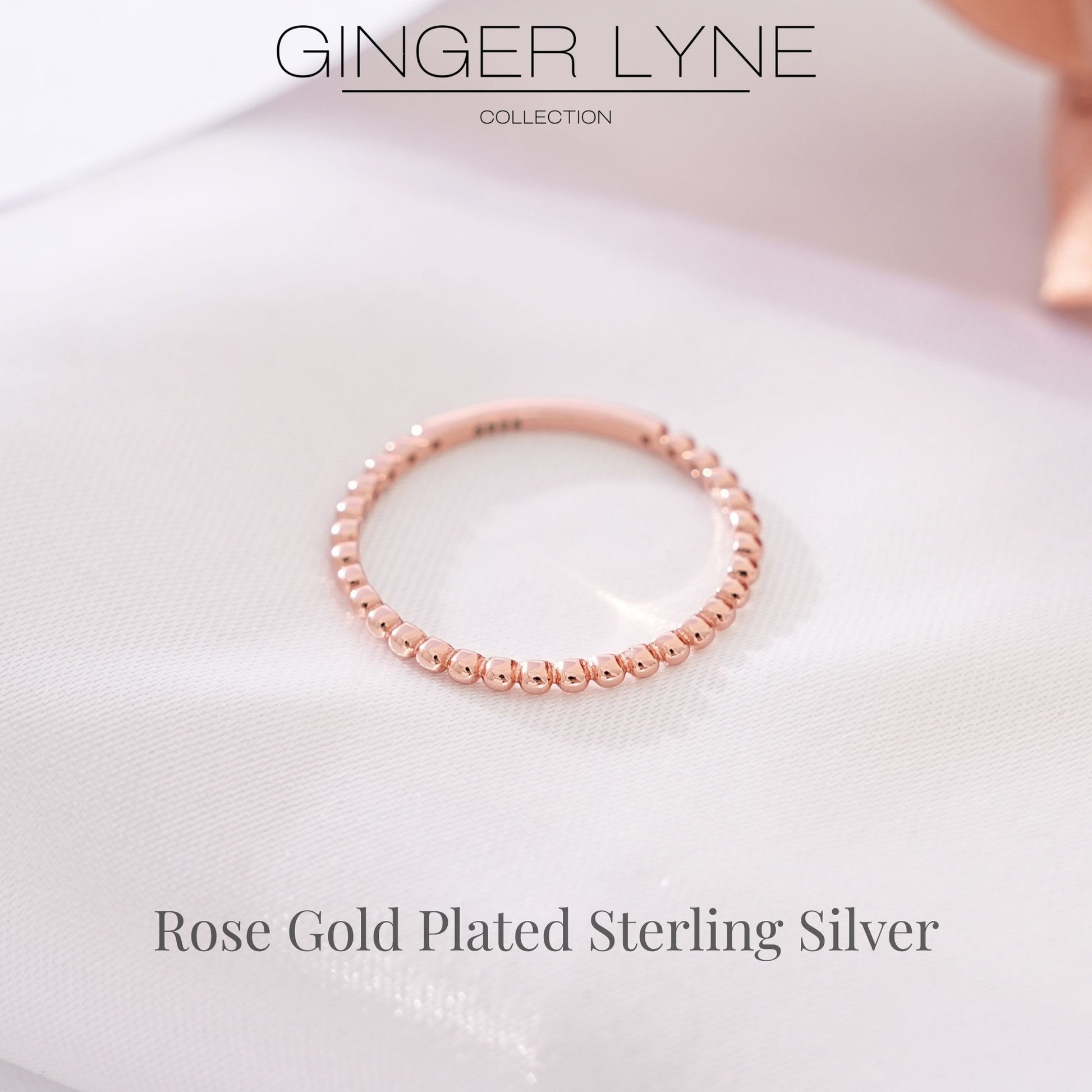 Everly Beaded Wedding Band for Women Sterling Silver Eternity Stacking Ring by Ginger Lyne