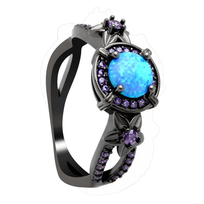 Sloane Statement Ring Womens Blue Black Plated Fire Opal Ginger Lyne Collection - Blue,8