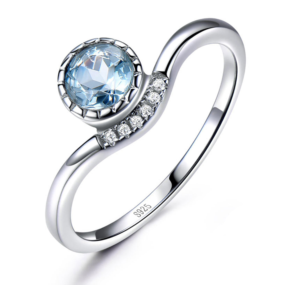Engagement Ring for Women Blue Topaz Sterling Silver  Ginger Lyne Collection - 7