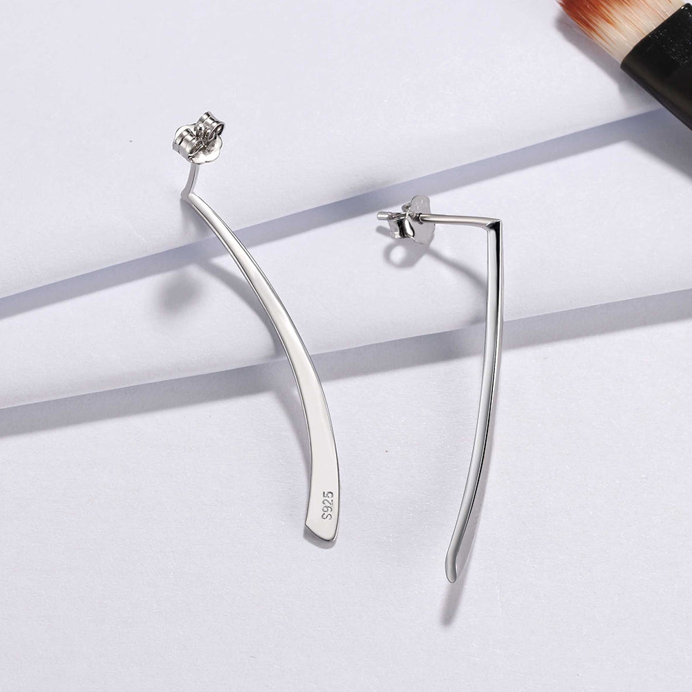 SimpleStudDropEarringsforWomenElegantCurvedSterlingSilverGingerLyneCollection_Silver-4