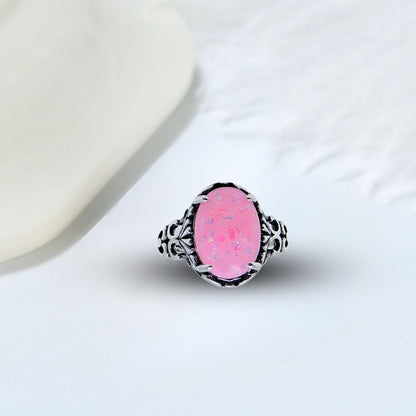 SaharaFireOpalStatementRingforWomenOval-CutGingerLyneCollection_Pink-2