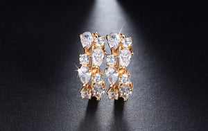 Stacy Drop Earrings for Women Clear Pear Round Clear CZ Gold Plated Ginger Lyne Collection - Clear