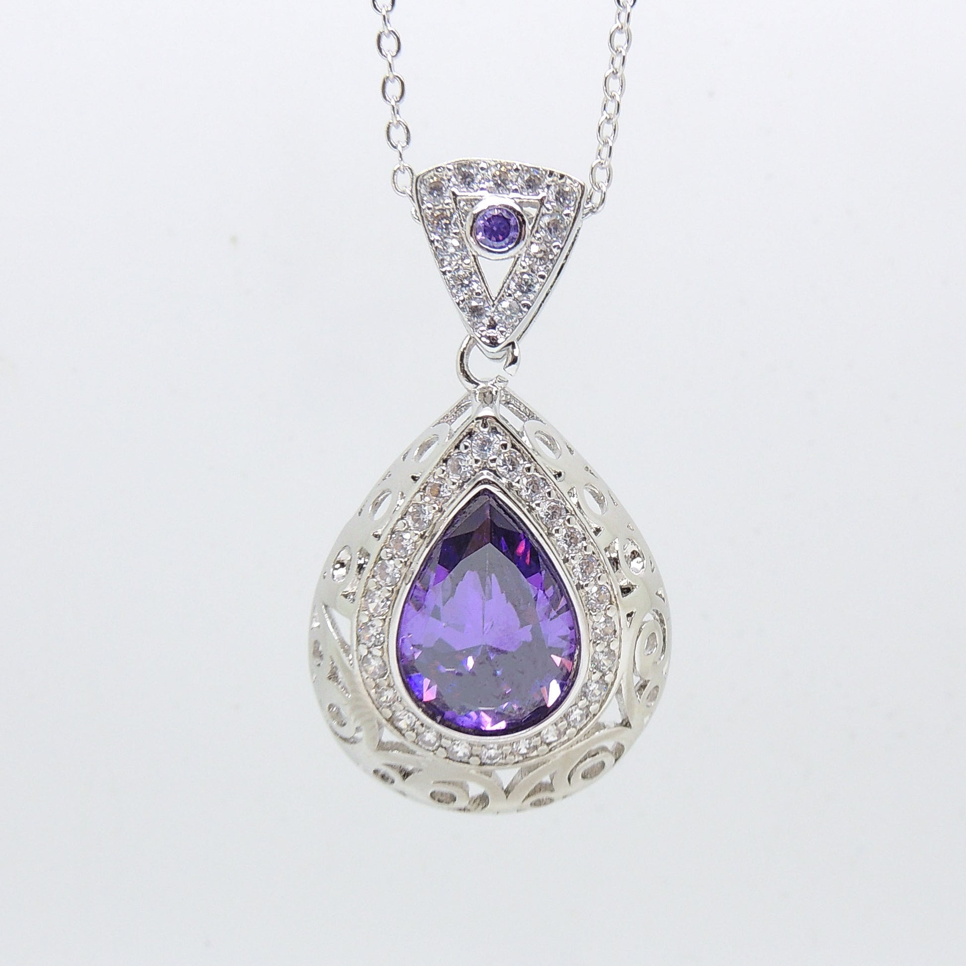Lona Teardrop purple Cz Pendant Necklace Women Ginger Lyne Collection - Purple