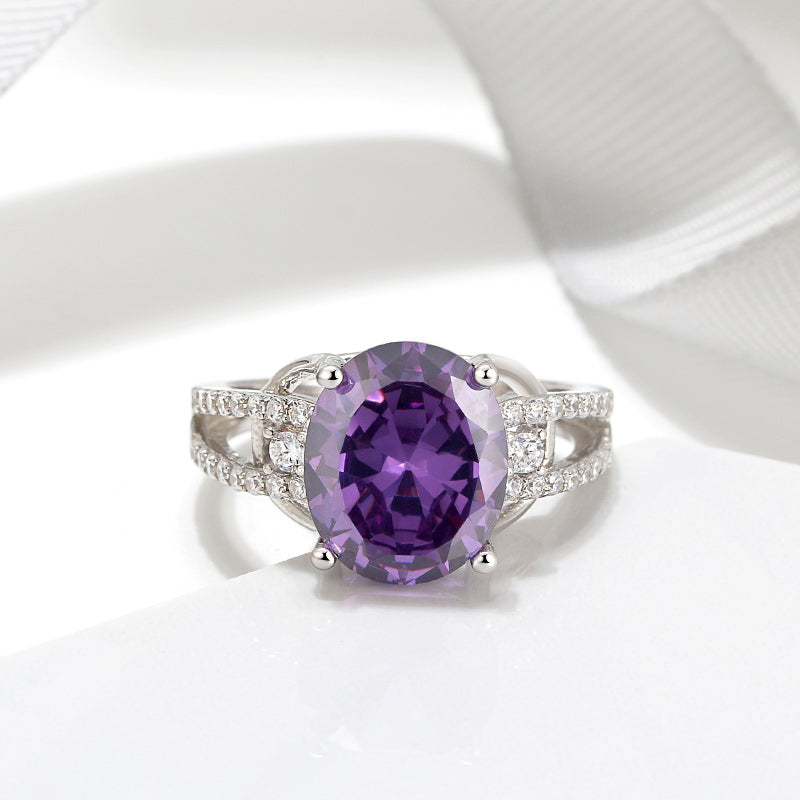 Engagement Statement Ring for Women Sterling Silver Purple CZ Ginger Lyne Collection