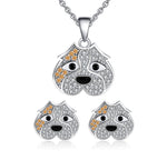 Load image into Gallery viewer, Pitbull Dog Necklace Earrings Set for Women or Girls Sterling Silver Cz Ginger Lyne Collection - Set
