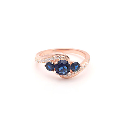 Brielle Rose Gold Sterling Silver Purple or Blue Cz Birthstone Ring Ginger Lyne Collection