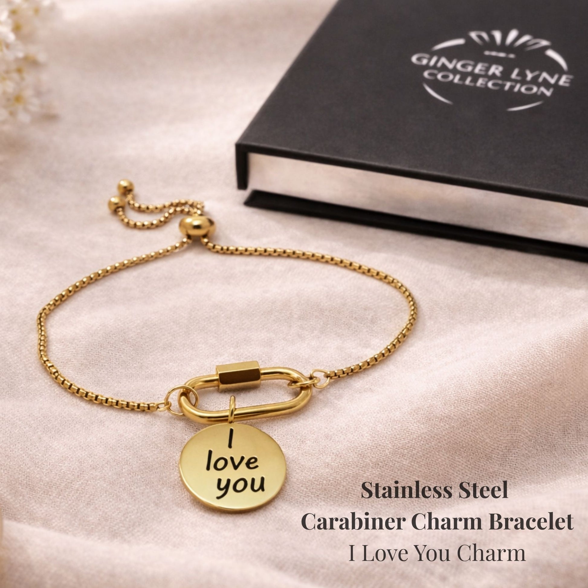 CarabinerCharmBraceletwithILoveYouCharmbyGingerLyneAdjustableStainlessSteelChain_Gold-7