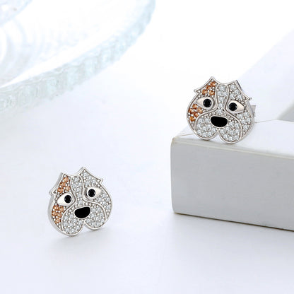 Pitbull Dog 3d Stud Earrings for Women or Girls Sterling Silver Cz Ginger Lyne Collection