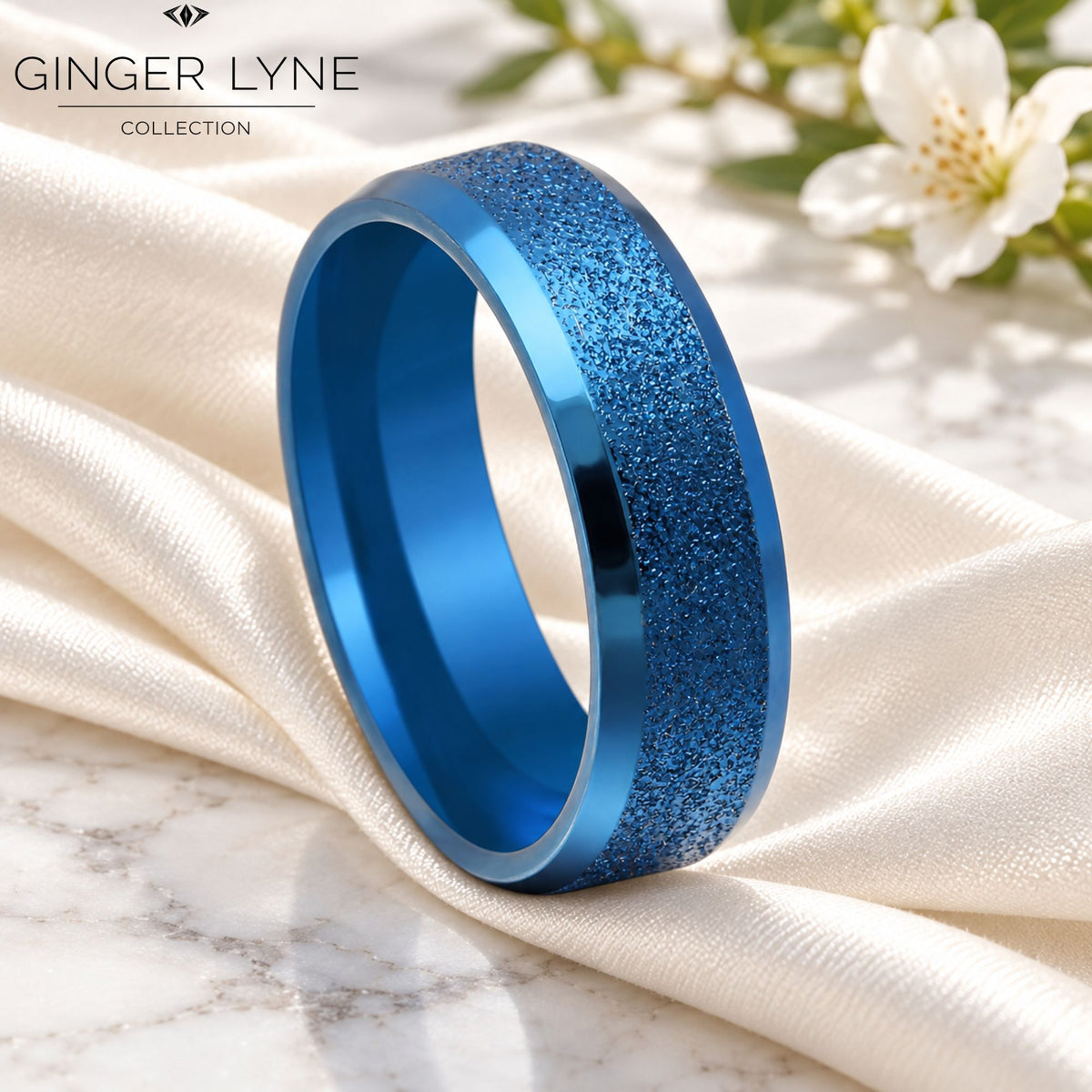 Blue6mmStainlessSteelWeddingBandRingforWomenorMenbyGingerLyneSize11.5_6mmBlue-3