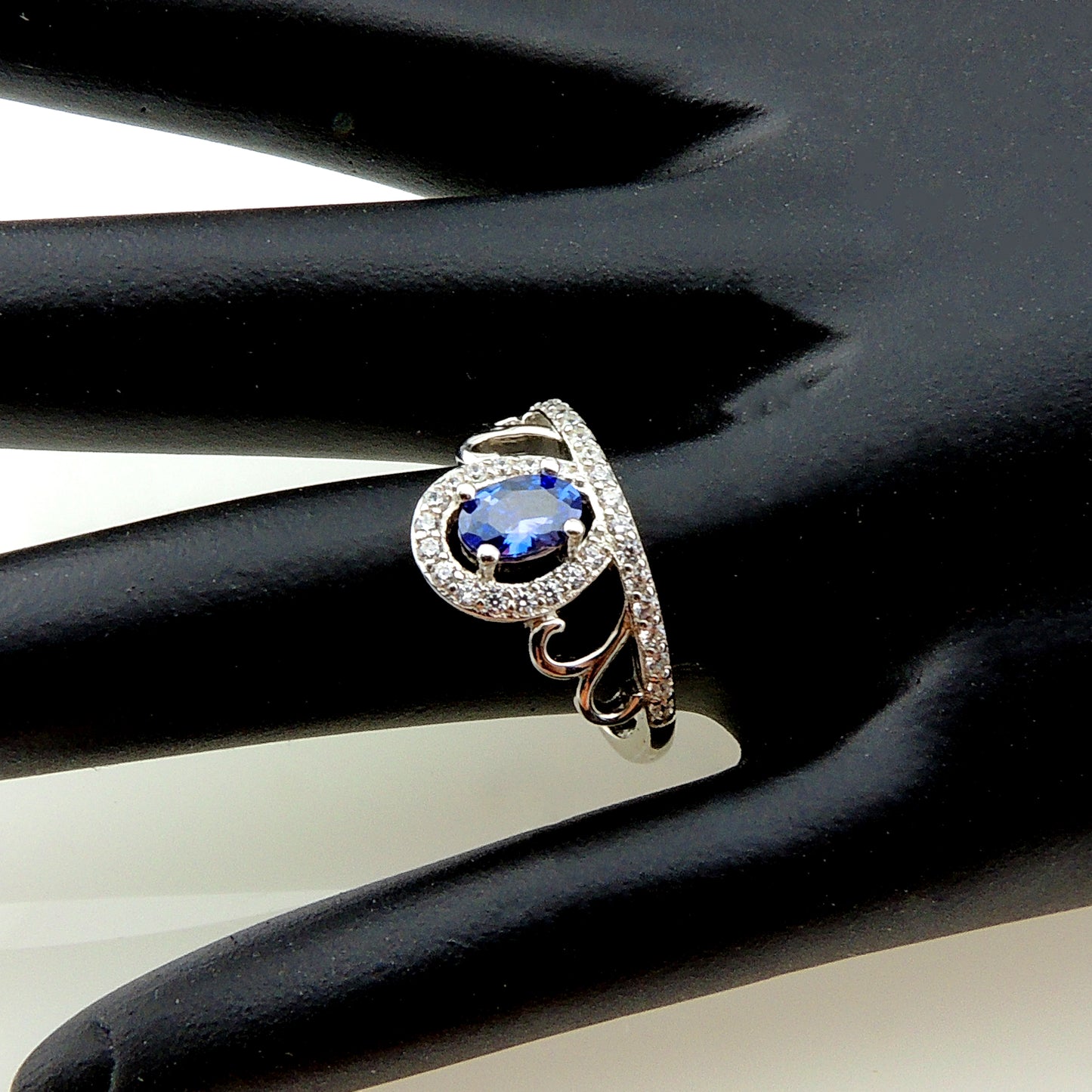 CrownEngagementEnhancerRingforWomenBlueCzSterlingSilverGingerLyneCollection_Blue-5