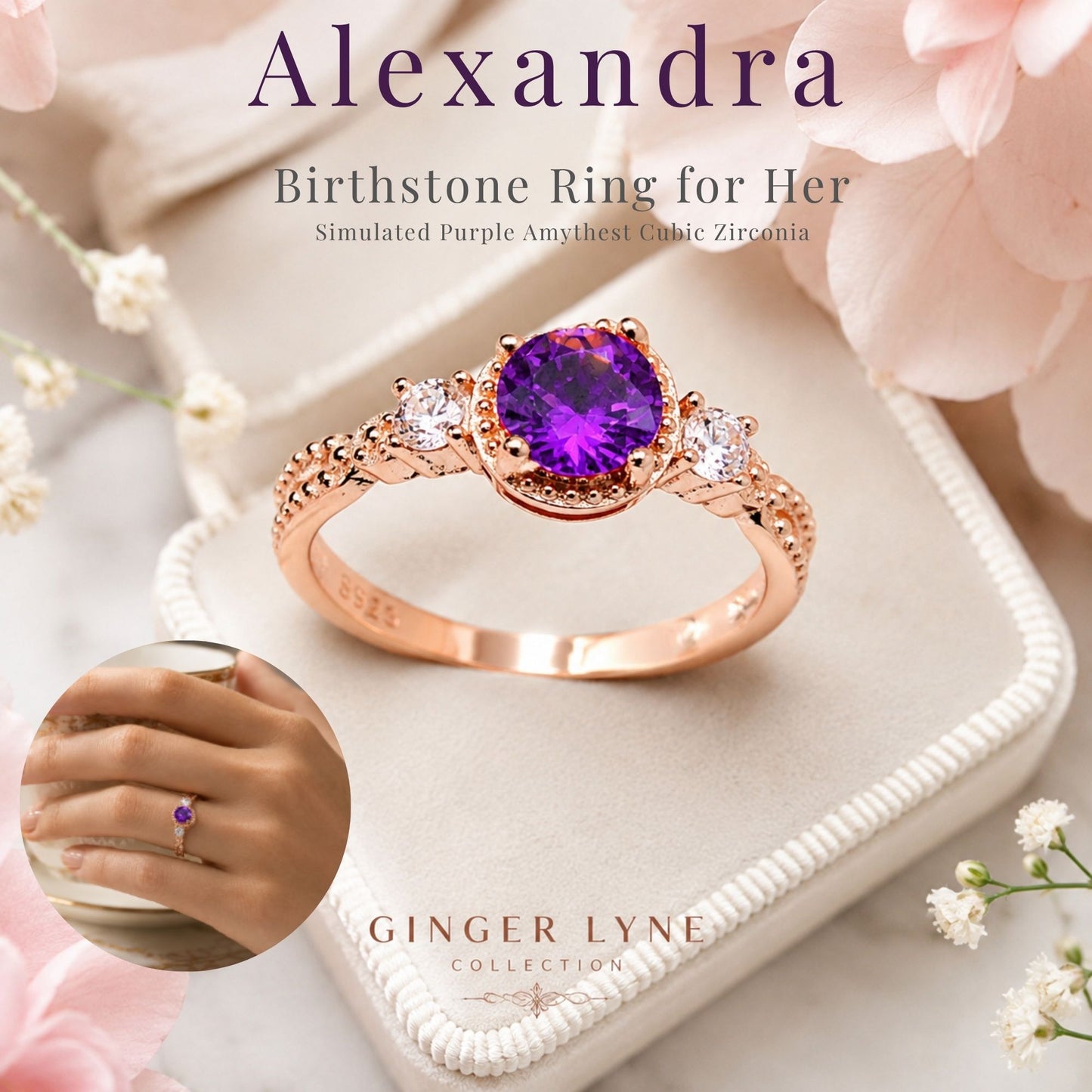 AlexandraBirthstoneRingRoseGoldPlatedSterlingSilverPurpleCZWomensGingerLyne_Purple-2