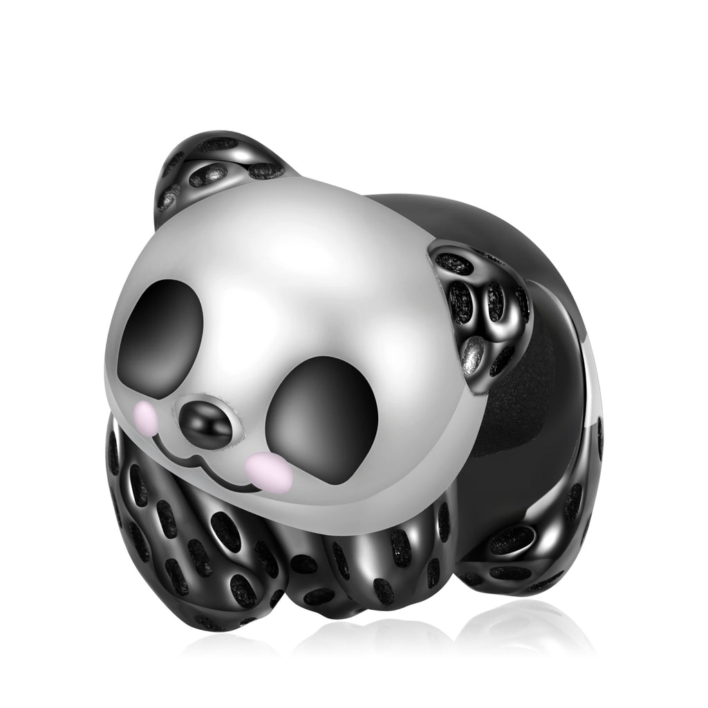 Panda Bear Charm European Bead Black Sterling Silver Ginger Lyne Collection