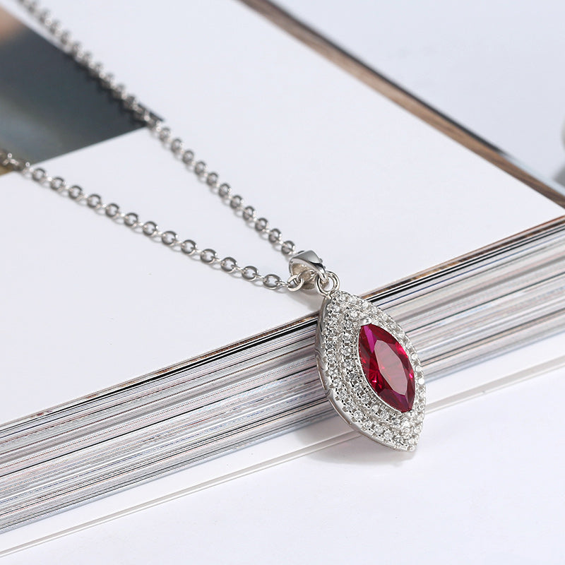 Pendant Necklace for Women Marquise Red Cz Sterling Silver Ginger Lyne Collection