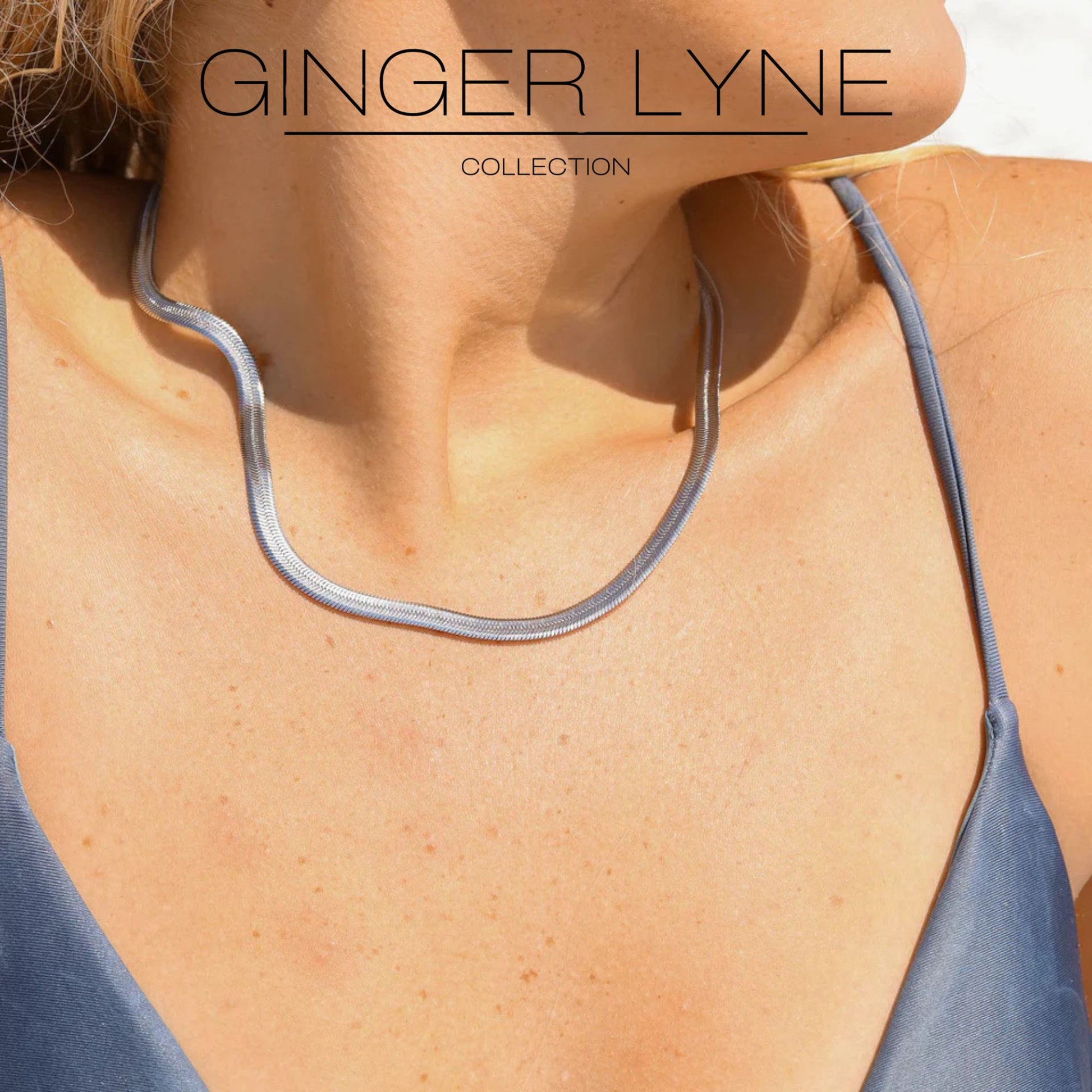Herringbone Chain Necklace for Men or Women 18 Inch 5.5mm Wide 18K Gold Plated Stainless Steel Ginger Lyne