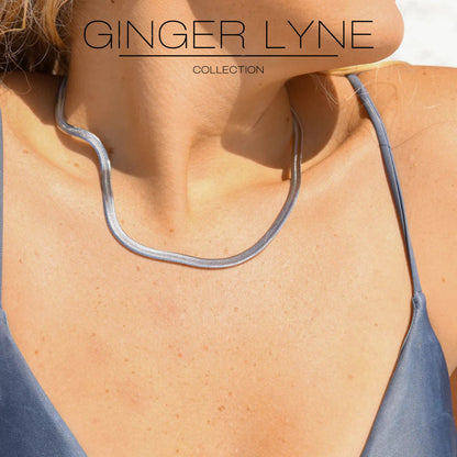 Herringbone Chain Necklace for Men or Women 18 Inch 5.5mm Wide 18K Gold Plated Stainless Steel Ginger Lyne