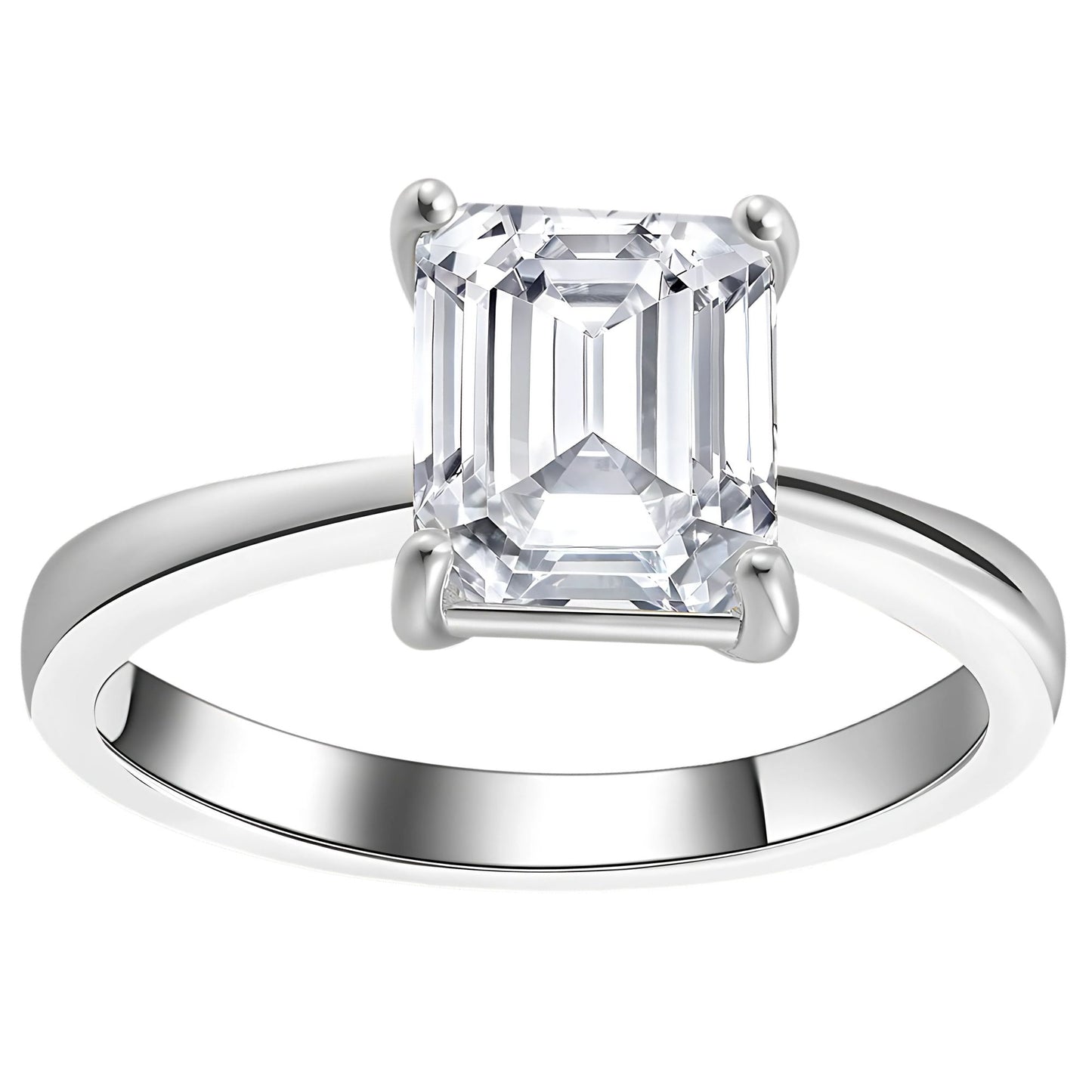 Solitaire4CtEmeraldCutEngagementRingforWomenSterlingSilver8ACZGingerLyneCollection_Silver-1