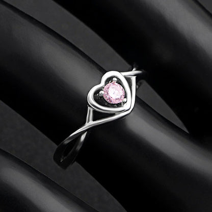 Christine Engagement Ring for Women Promise Heart Birthstone Cz Sterling Silver by Ginger Lyne