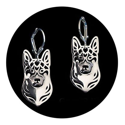 German Shepherd Dog Silver Necklace Earrings Set Women Ginger Lyne Collection - Dog Set