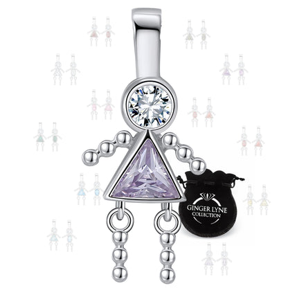 Baby Girl Birthstone Charm Children Pendants for Mom or Grandma Necklace by Ginger Lyne CZ Sterling Silver - Girl June