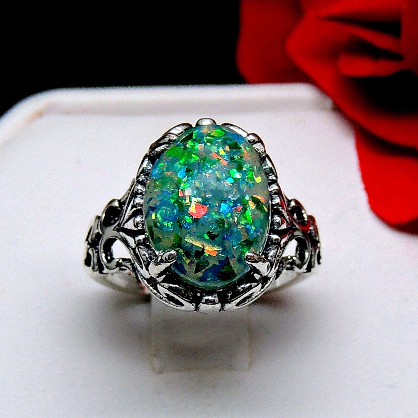 SaharaFireOpalStatementRingforWomenOval-CutGingerLyneCollection_Green-5