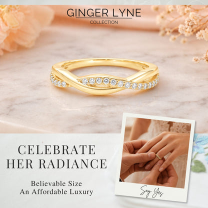 QueenaSterlingSilverWeddingBandforWomenHalfEternityCzAnniversaryRingbyGingerLyneCollection_Gold-ToneSilver-4