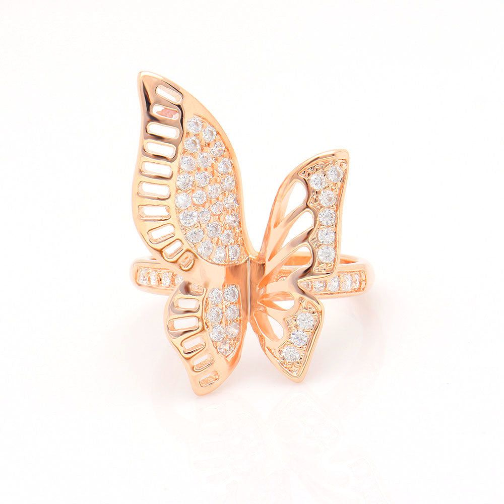 Butterfly Statement Ring Rose Gold Plated Cz Ginger Lyne Collection