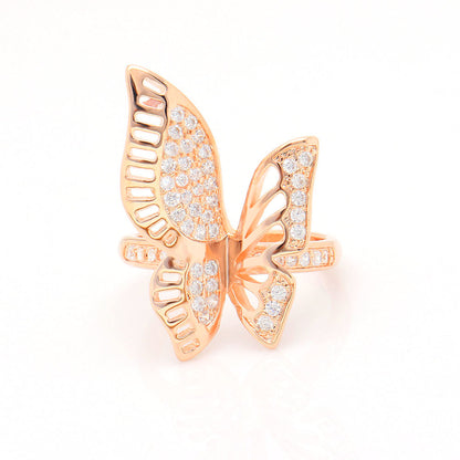 Butterfly Statement Ring Rose Gold Plated Cz Ginger Lyne Collection