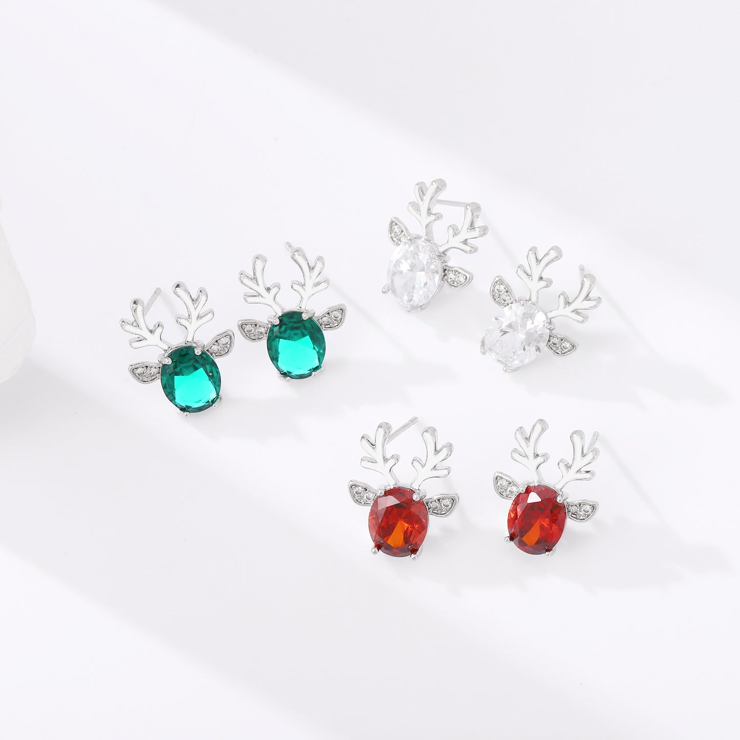 ReindeerStudEarringsforWomenWhiteGoldPlatedCZChristmasJewelryGingerLyneCollection_Red-5