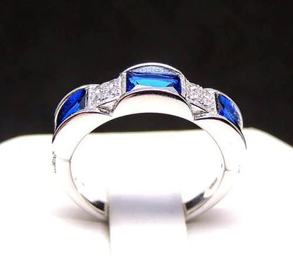 Rayna Anniversary Band Ring Blue Cz Sterling Silver Womens Ginger Lyne Collection Size 6