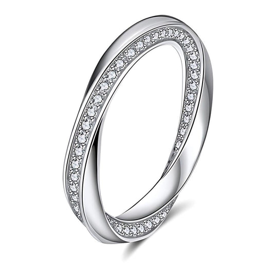 Twist Eternity Wedding Band Ring for Women Sterling Silver CZ Ginger Lyne Collection