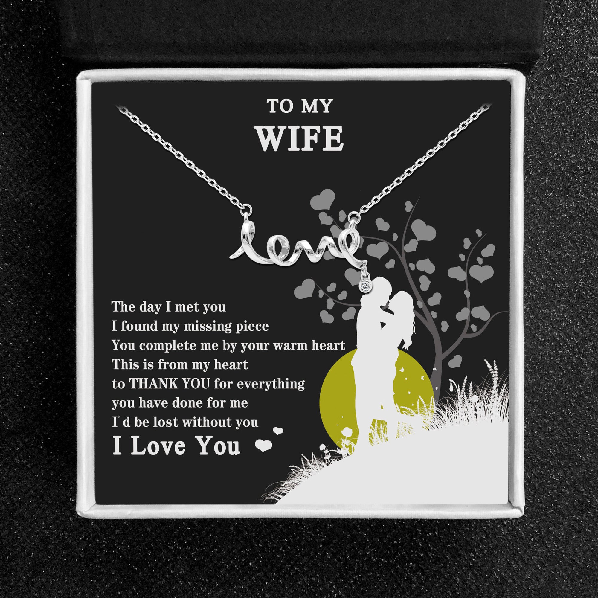 Wife Greeting Card Sterling Silver Love Necklace Women Ginger Lyne Collection - Wife-282