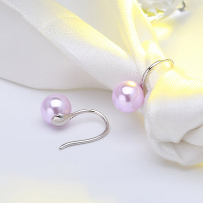Drop Hook Earrings for Women Simulated Pearl Sterling Silver Ginger Lyne Collection - Purple