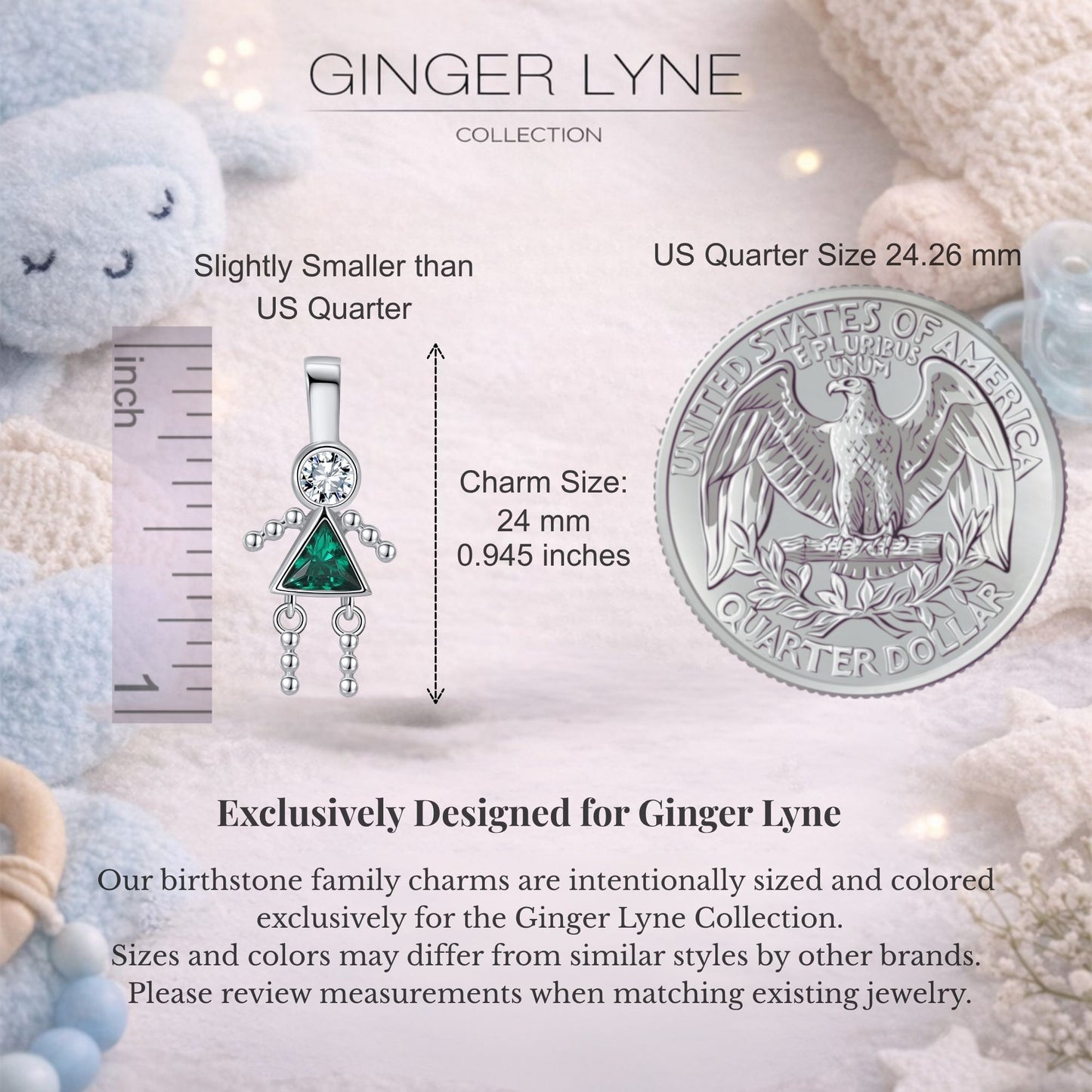 Birthstone Family Pendant for Mom by Ginger Lyne Stainless Steel Cubic Zirconia Charms For Grandma Necklace_Female-May-Silver-2