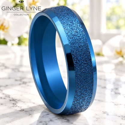 Blue6mmStainlessSteelWeddingBandRingforWomenorMenbyGingerLyneSize11.5_6mmBlue-2