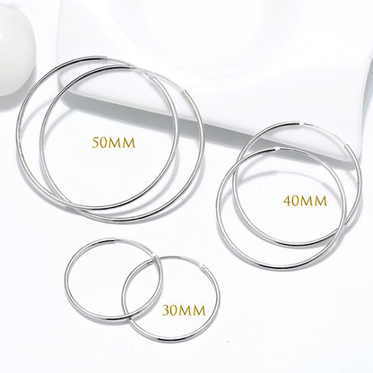 Thin Hoop Earrings for Women Classic Thin Sterling Silver Womens Ginger Lyne Collection - 40mm-Silver